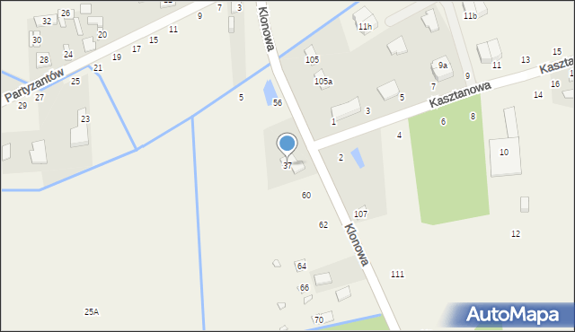 Orzeszyn, Klonowa, 37, mapa Orzeszyn