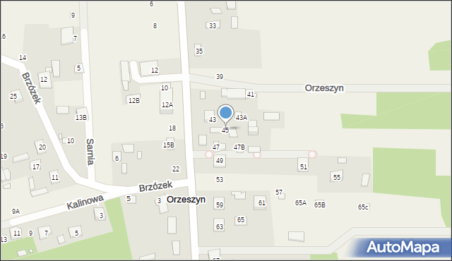 Orzeszyn, Klonowa, 45, mapa Orzeszyn