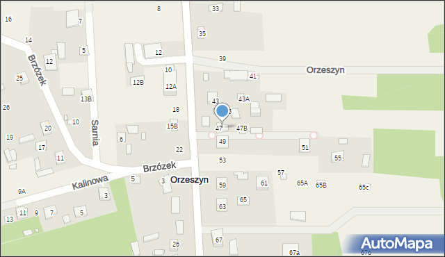 Orzeszyn, Klonowa, 47A, mapa Orzeszyn