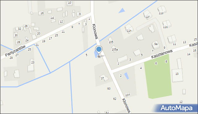 Orzeszyn, Klonowa, 56, mapa Orzeszyn