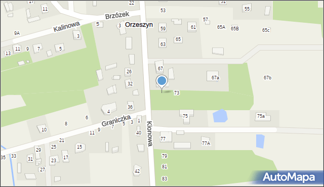 Orzeszyn, Klonowa, 71, mapa Orzeszyn