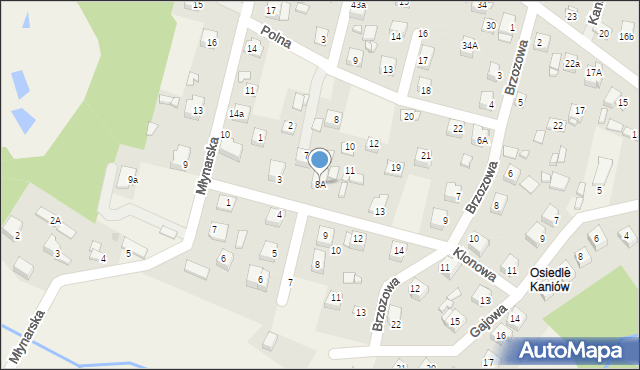 Osiedle Kaniów, Klonowa, 8A, mapa Osiedle Kaniów