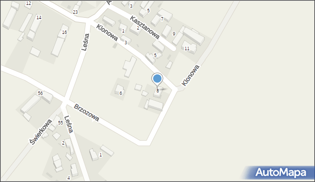 Osiek, Klonowa, 8, mapa Osiek