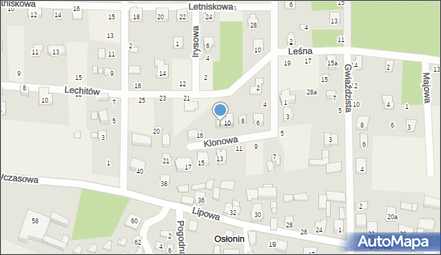 Osłonin, Klonowa, 12, mapa Osłonin