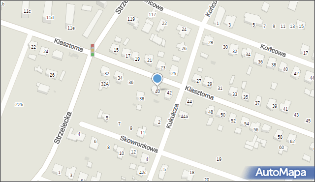 Ostrów Wielkopolski, Klasztorna, 40, mapa Ostrów Wielkopolski