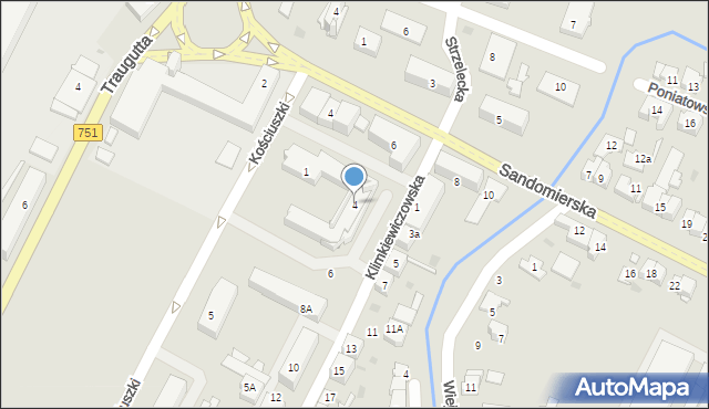 Ostrowiec Świętokrzyski, Klimkiewiczowska, 4, mapa Ostrowiec Świętokrzyski