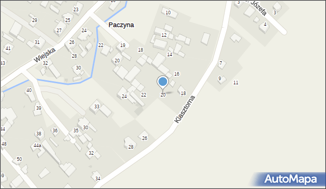 Paczyna, Klasztorna, 20, mapa Paczyna