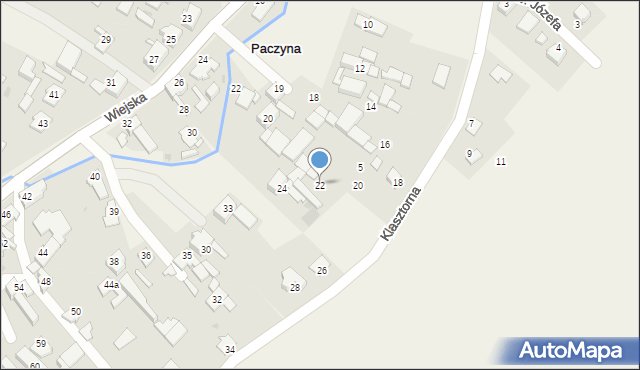 Paczyna, Klasztorna, 22, mapa Paczyna