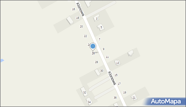 Parczew, Klonowa, 26, mapa Parczew