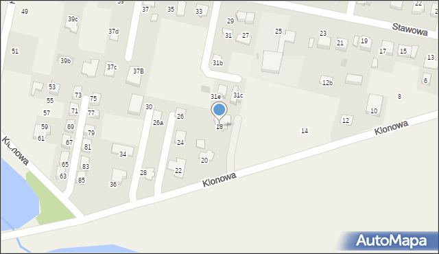 Pawłowice, Klonowa, 18, mapa Pawłowice