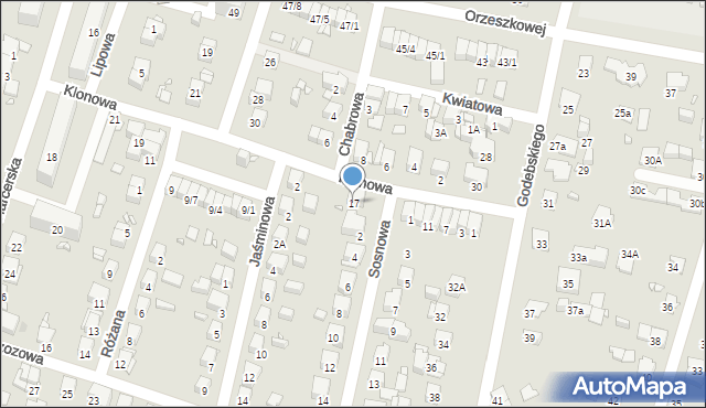 Piastów, Klonowa, 17, mapa Piastów