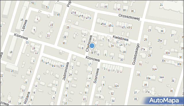 Piastów, Klonowa, 8, mapa Piastów