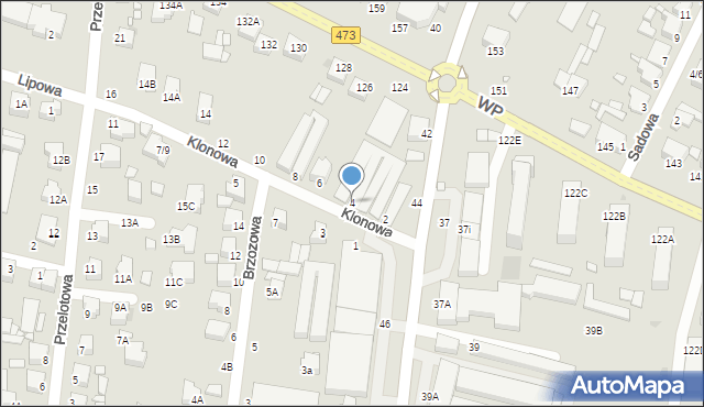 Piotrków Trybunalski, Klonowa, 4, mapa Piotrków Trybunalski