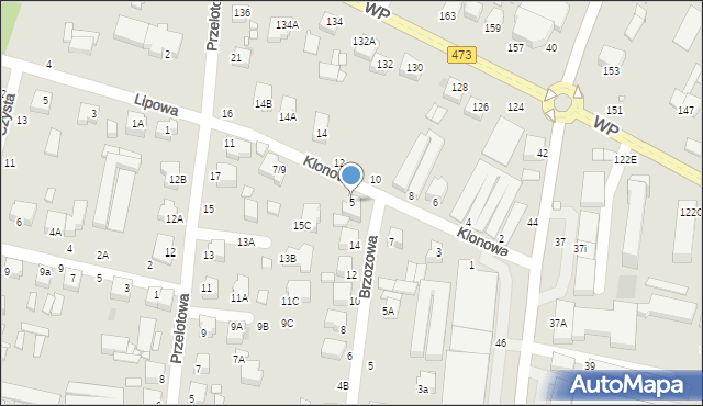 Piotrków Trybunalski, Klonowa, 5, mapa Piotrków Trybunalski