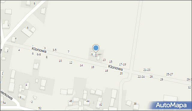 Piotrkowiczki, Klonowa, 11, mapa Piotrkowiczki