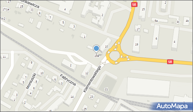 Pisz, Klementowskiego Władysława, dr., 10a, mapa Pisz