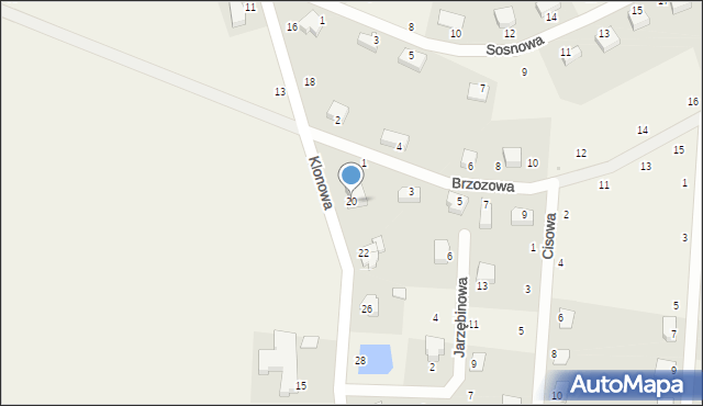 Pławna, Klonowa, 20, mapa Pławna