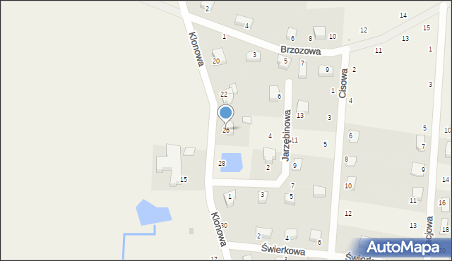 Pławna, Klonowa, 26, mapa Pławna