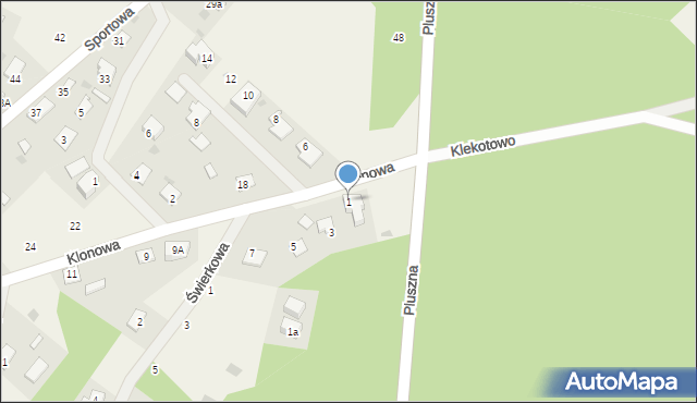 Pluski, Klonowa, 1, mapa Pluski