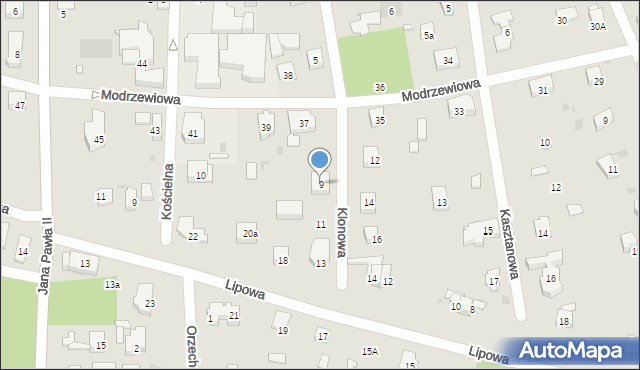 Podkowa Leśna, Klonowa, 9, mapa Podkowa Leśna