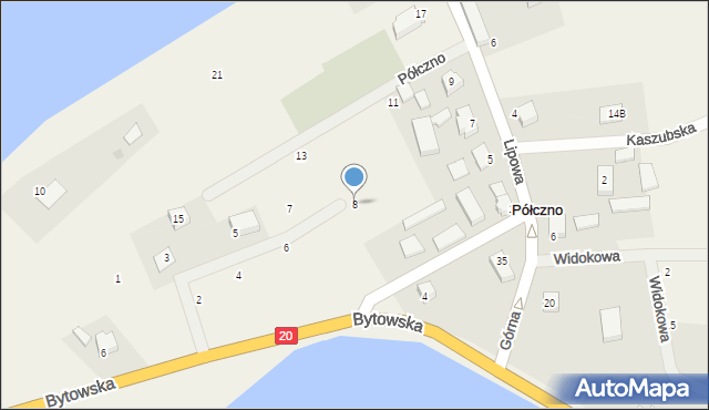 Półczno, Klonowa, 8, mapa Półczno