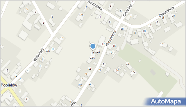 Popielów, Klasztorna, 13, mapa Popielów