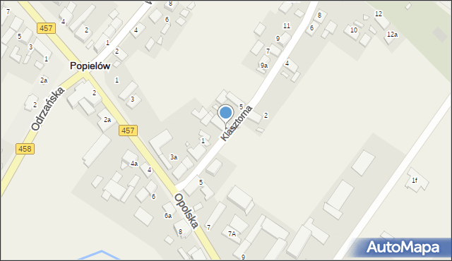 Popielów, Klasztorna, 3, mapa Popielów
