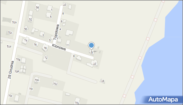 Powidz, Klonowa, 9, mapa Powidz