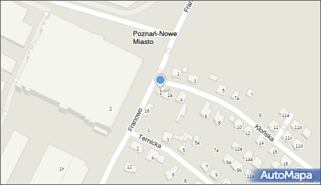 Poznań, Kłońska, 2, mapa Poznania