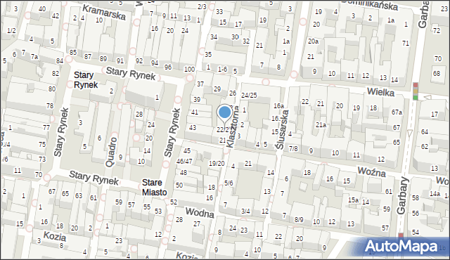 Poznań, Klasztorna, 22/23, mapa Poznania