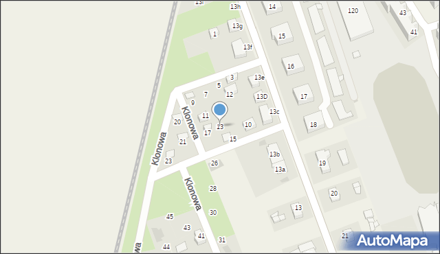 Przecław, Klonowa, 13, mapa Przecław