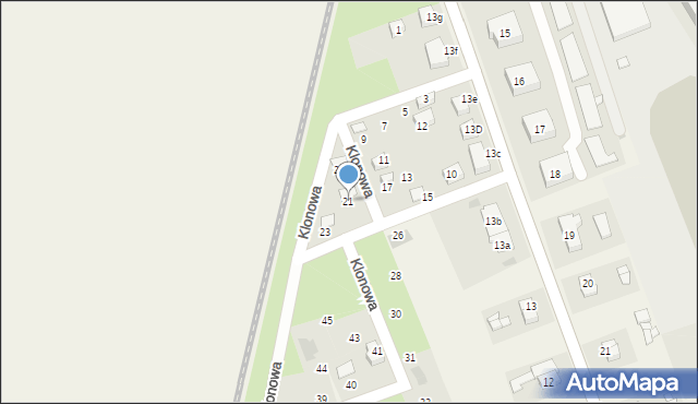 Przecław, Klonowa, 21, mapa Przecław