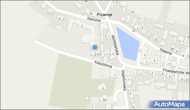 Przemęt, Klasztorna, 1, mapa Przemęt