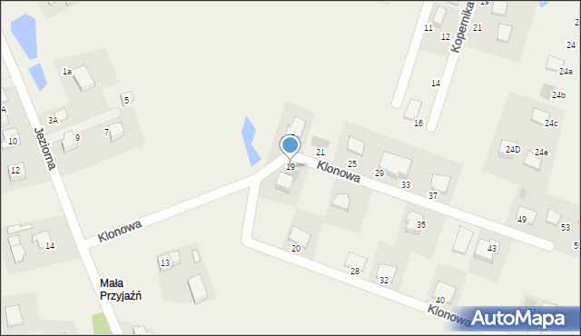 Przyjaźń, Klonowa, 19, mapa Przyjaźń