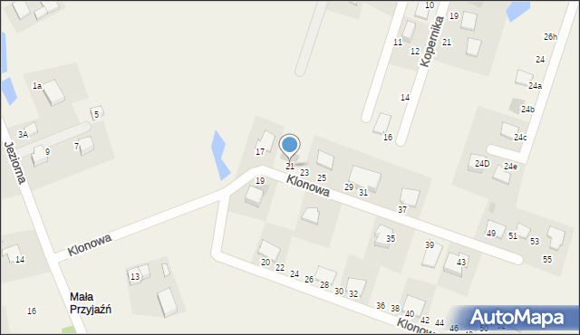 Przyjaźń, Klonowa, 21, mapa Przyjaźń
