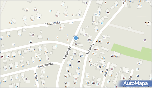 Radom, Kleeberga Franciszka, gen., 40, mapa Radomia
