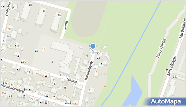 Radom, Klementyny, 11, mapa Radomia