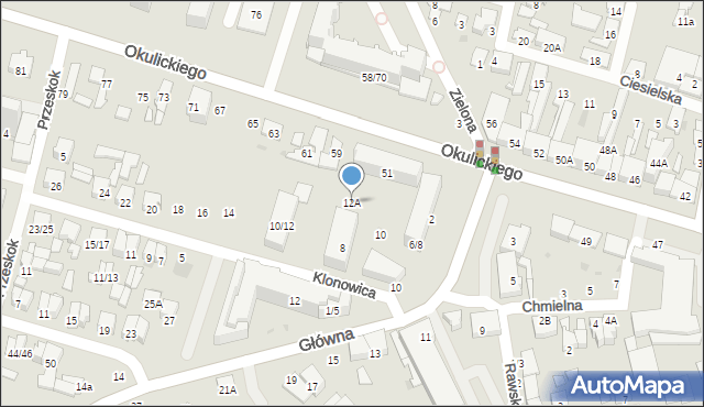Radom, Klonowica Sebastiana, 12A, mapa Radomia