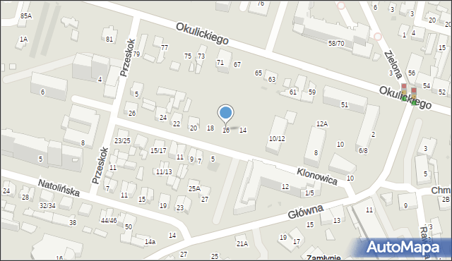 Radom, Klonowica Sebastiana, 16, mapa Radomia