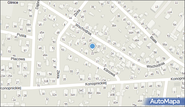 Radom, Klinowa, 11, mapa Radomia