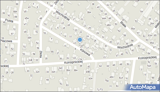 Radom, Klinowa, 15A, mapa Radomia