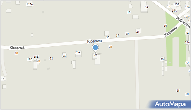 Radom, Kłosowa, 26, mapa Radomia