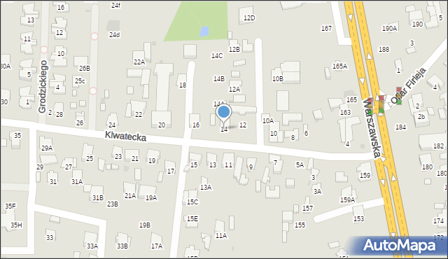 Radom, Klwatecka, 14, mapa Radomia