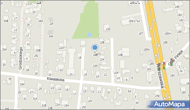 Radom, Klwatecka, 14B, mapa Radomia