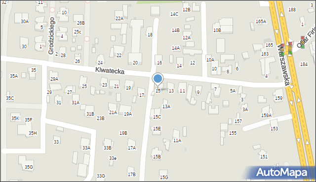 Radom, Klwatecka, 15, mapa Radomia