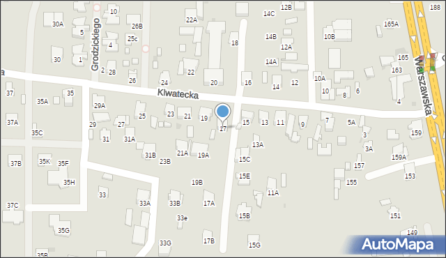 Radom, Klwatecka, 17, mapa Radomia