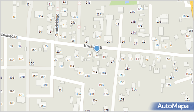 Radom, Klwatecka, 21, mapa Radomia