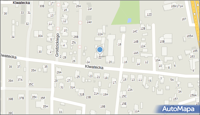 Radom, Klwatecka, 22, mapa Radomia