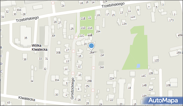 Radom, Klwatecka, 26A, mapa Radomia