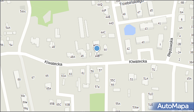 Radom, Klwatecka, 44B, mapa Radomia